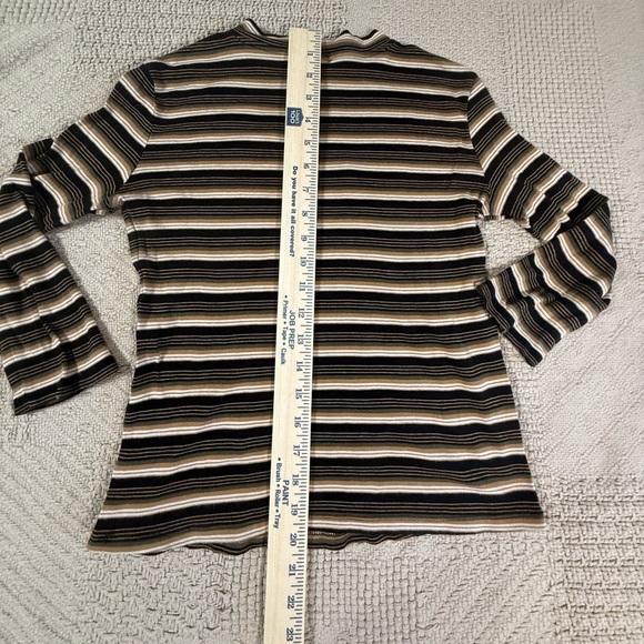 Great condition. ZARA 90s grunge brown tan cream Striped Top medium - Picture 5 of 5